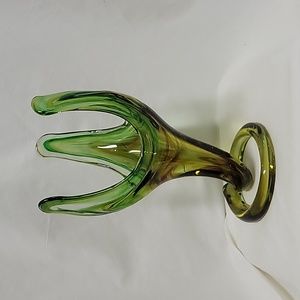 Blown Glass Vase, Green and Brown